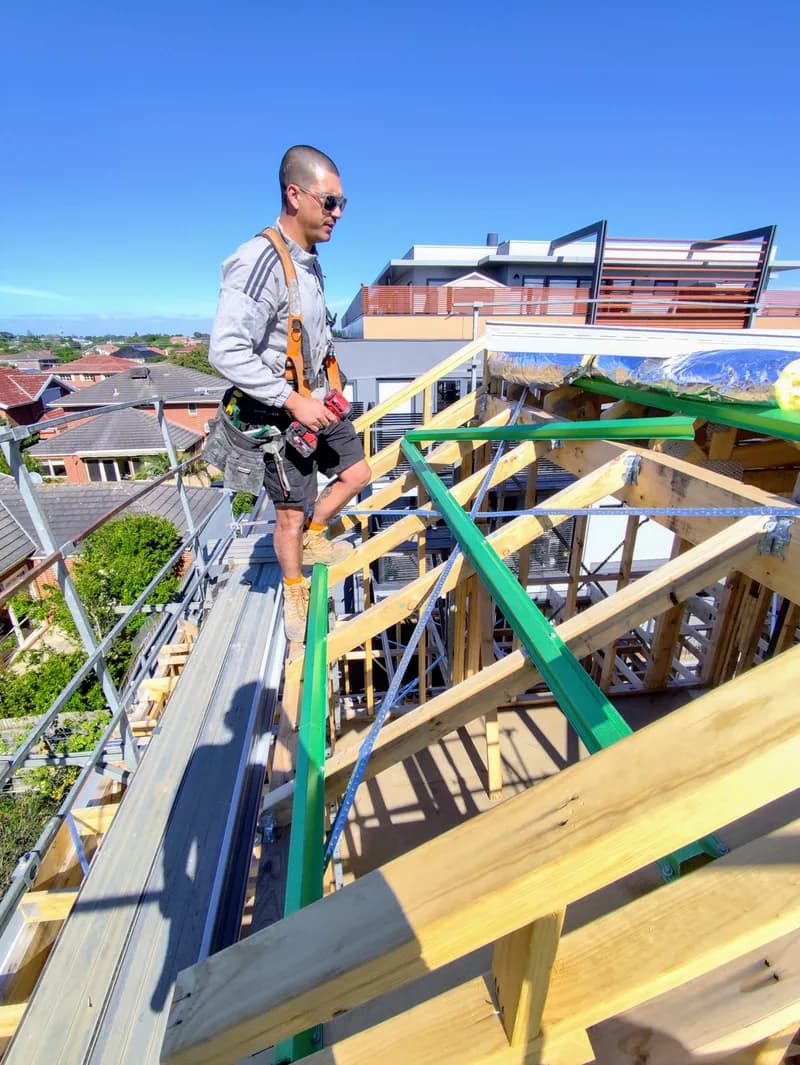 Paul on a Melbourne rooftop installation