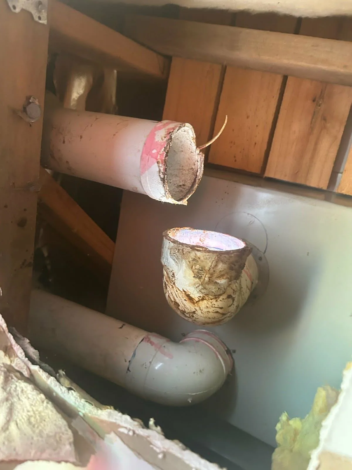 Damaged PVC pipework discovered during a Leak Proofing inspection